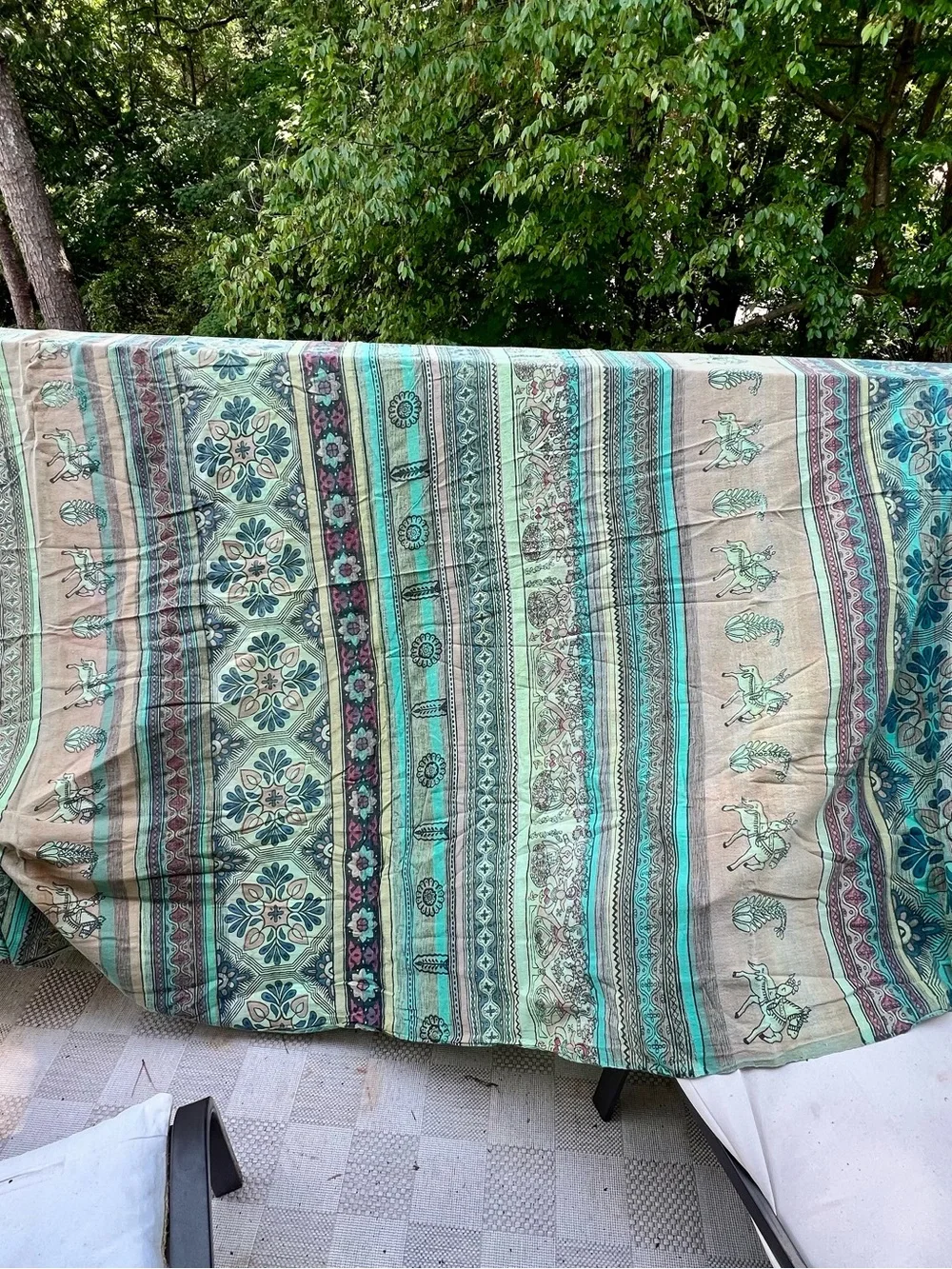 Bohemian Turquoise Striped Picnic Blanket - Home Bath